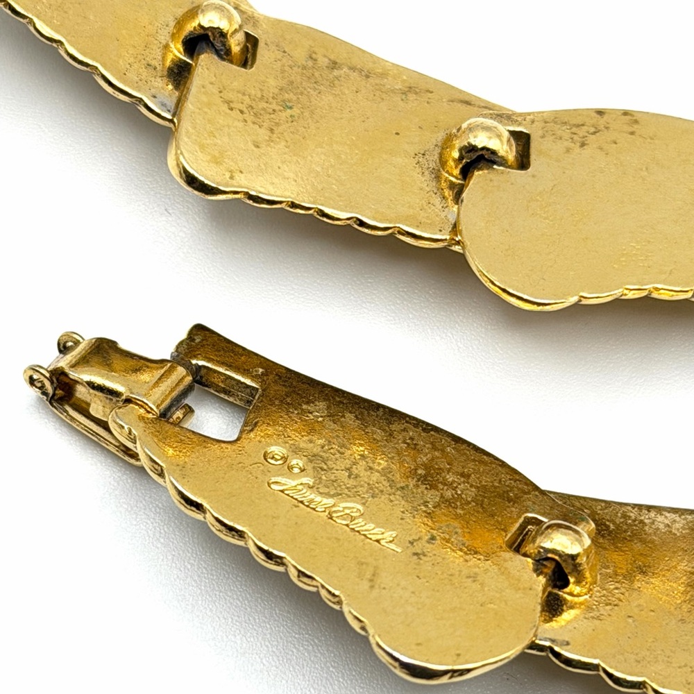 Vintage 80s Laurel Burch Swan Wing Gold Tone Choker Collar Necklace 16” - Picture 12 of 15